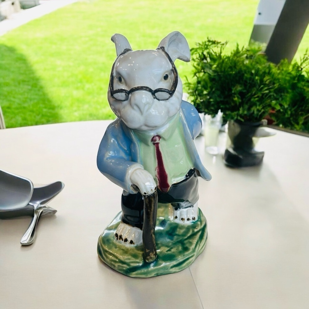 PETER RABBIT, CERAMIC, GLAZED ART POTTERY FIGURINE, HAND CRAFTED